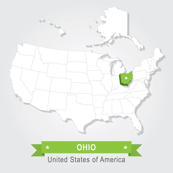 Ohio státu. Administrativní slepá mapa USA. — Stockový vektor