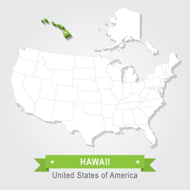 Hawaii eyalet. ABD idari harita.