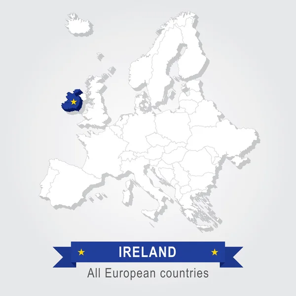 Irlandia. Mapa Europy. — Wektor stockowy