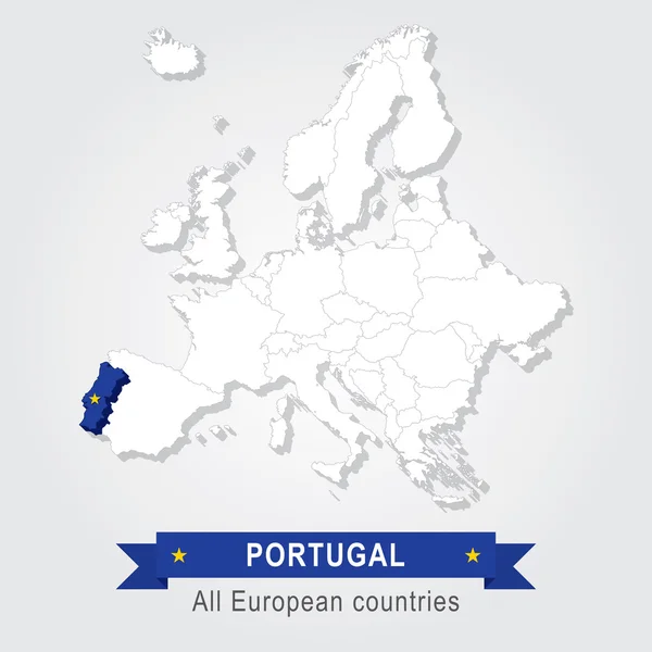 Le Portugal. Europe carte administrative . — Image vectorielle