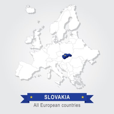 Slovakya. Avrupa yönetim Haritası.