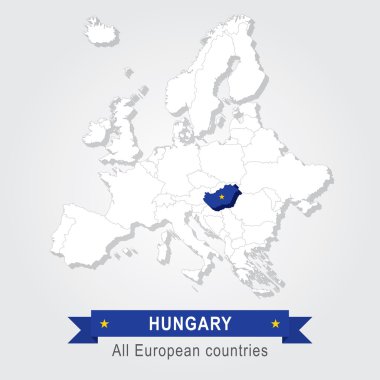 Macaristan. Avrupa yönetim Haritası.