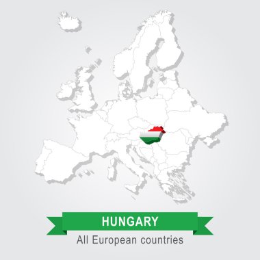 Macaristan. Avrupa yönetim Haritası.