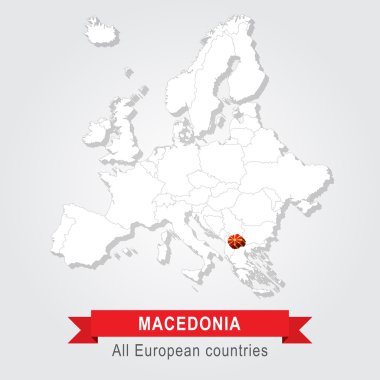 Makedonya. Avrupa yönetim Haritası.