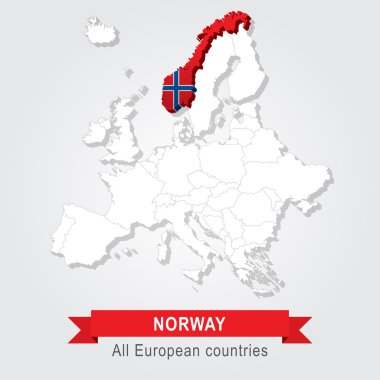 Norveç. Avrupa yönetim Haritası.