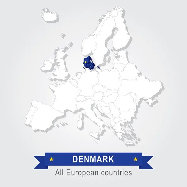 Danimarca. Mappa amministrativa dell'Europa . — Vettoriale Stock