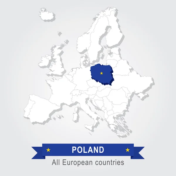 Polonia. Mapa administrativo de Europa . — Vector de stock
