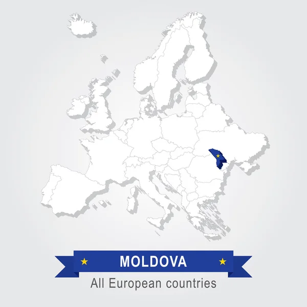 Moldavsko. Administrativní slepá mapa Evropy. — Stockový vektor