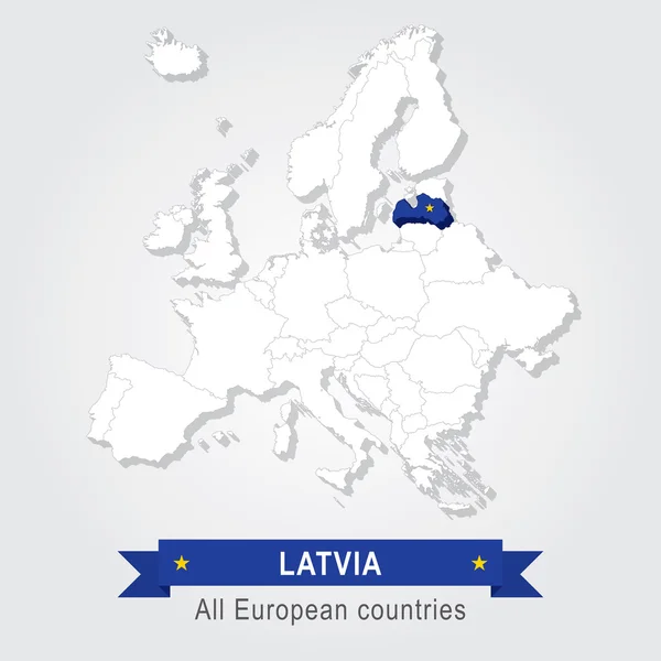 Letónia. Mapa administrativo da Europa . —  Vetores de Stock