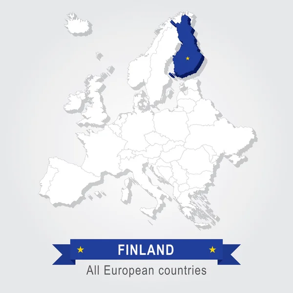 Finlande. Europe carte administrative . — Image vectorielle