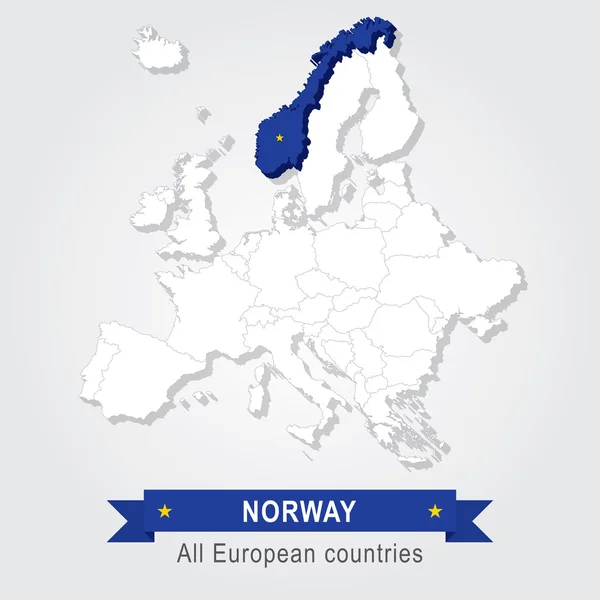 Norvegia. Mappa amministrativa dell'Europa . — Vettoriale Stock