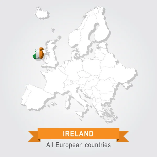 Irlandia. Mapa Europy. — Wektor stockowy