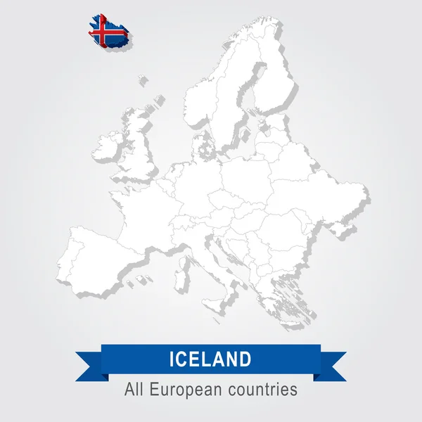 Islande. Europe carte administrative . — Image vectorielle