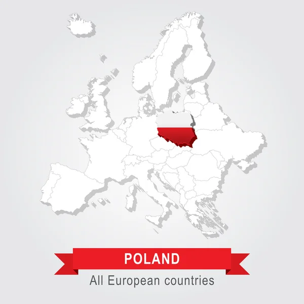 Polonia. Mapa administrativo de Europa . — Vector de stock