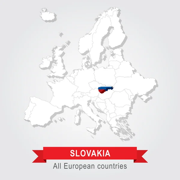 Slovensko. Administrativní slepá mapa Evropy. — Stockový vektor