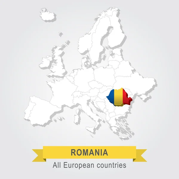 Romanya. Avrupa yönetim Haritası.