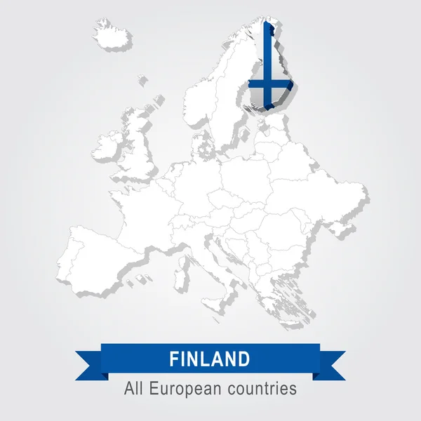 Finlandia. Mappa amministrativa dell'Europa . — Vettoriale Stock