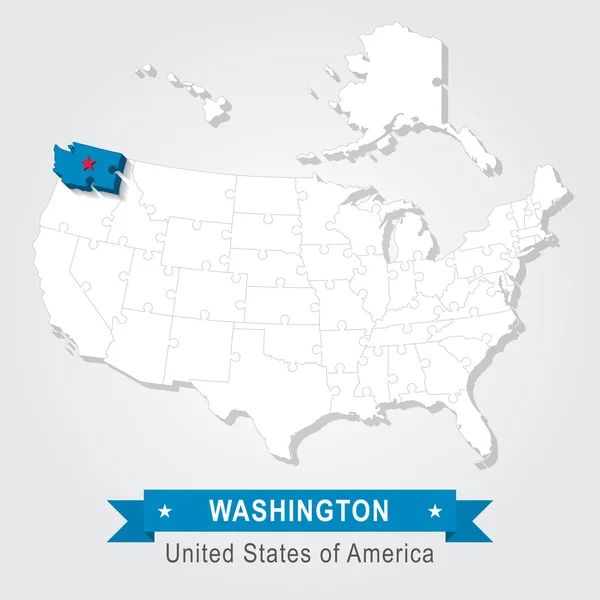 Washingtone stát. Administrativní slepá mapa USA. — Stockový vektor