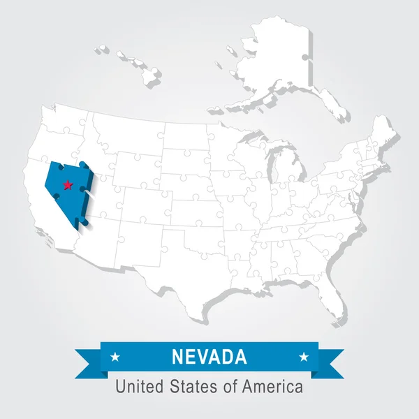 Estado de Nevada. Mapa administrativo dos EUA . —  Vetores de Stock