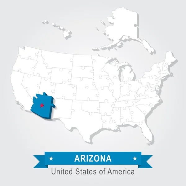 Estado do Arizona. Mapa administrativo dos EUA . —  Vetores de Stock