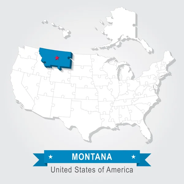 Estado de Montana. Mapa administrativo dos EUA . —  Vetores de Stock
