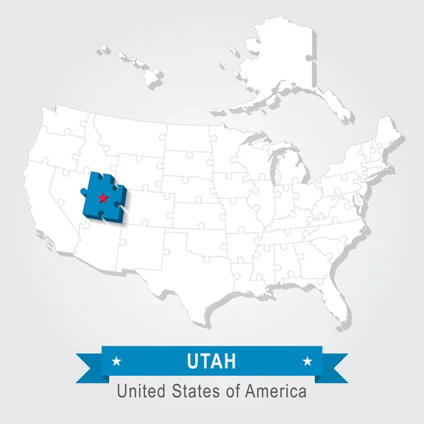 Estado de Utah. Mapa administrativo dos EUA . —  Vetores de Stock