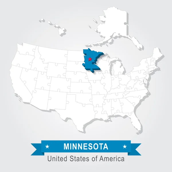 Estado de Minnesota. Mapa administrativo dos EUA . —  Vetores de Stock