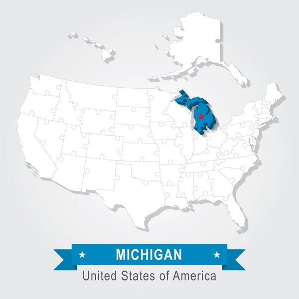 Michigan State. Mapa administrativo dos EUA . — Vetor de Stock