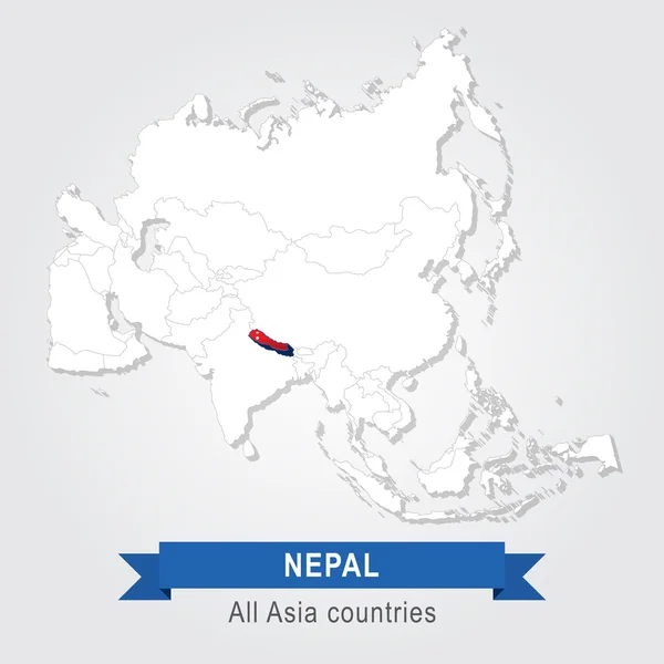 Nepal. alle asiatischen länder. Flaggenversion. — Stockvektor