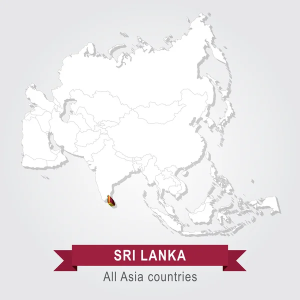 Srí Lanka. Všechny země Asie. Příznak verze. — Stockový vektor