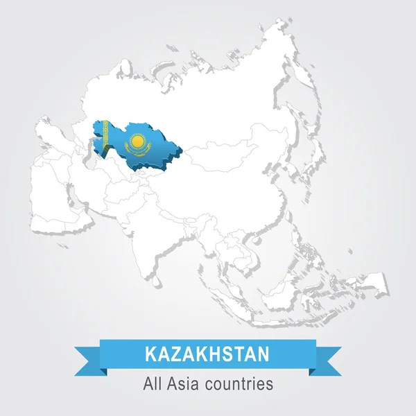 Казахстан. Все страны Азии. Флаг версии . — стоковый вектор