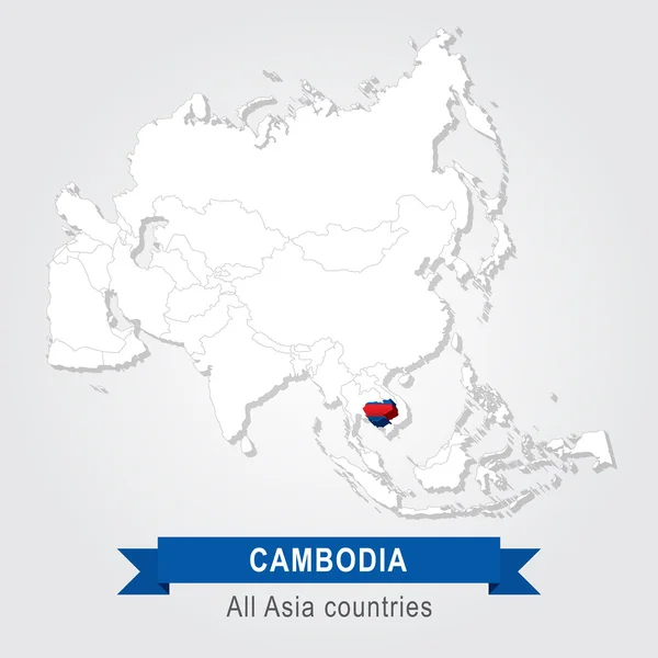 Камбоджа. Всі країни Азії. Прапор версія. — стоковий вектор