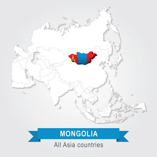 Монголия. Все страны Азии. Флаг версии . — стоковый вектор