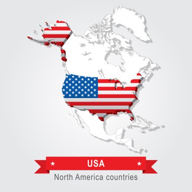 Amerika Birleşik Devletleri. Kuzey Amerika'nın bütün ülkeler. Bayrak sürümü.