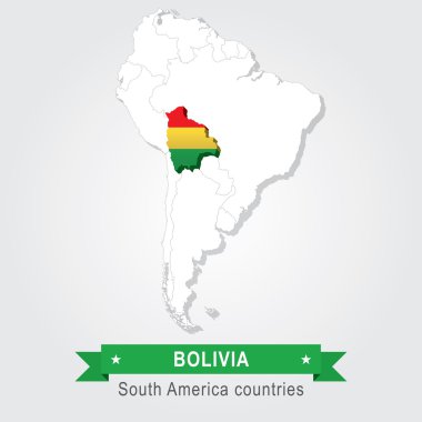 Bolivya. Güney Amerika tüm ülkeleri. Bayrak sürümü.