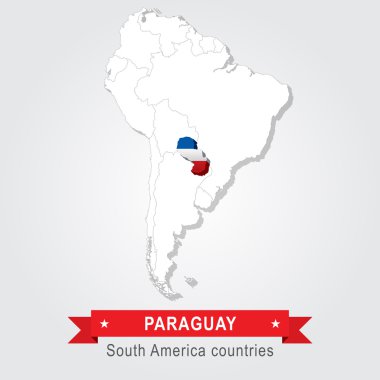 Paraguay. Güney Amerika tüm ülkeleri. Bayrak sürümü.