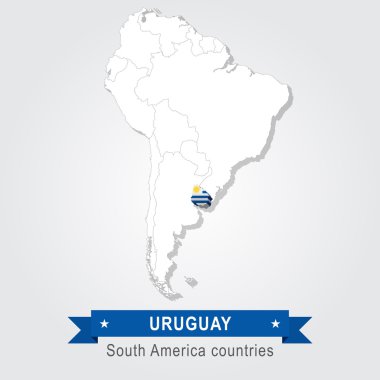 Uruguay. Güney Amerika tüm ülkeleri. Bayrak sürümü.