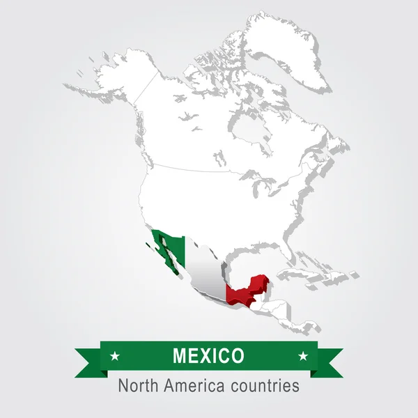 Mexico. All the countries of North America. Flag version. — Stock Vector