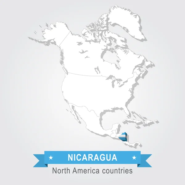 En Nicaragua. Todos los países de América del Norte. Versión de bandera . — Vector de stock