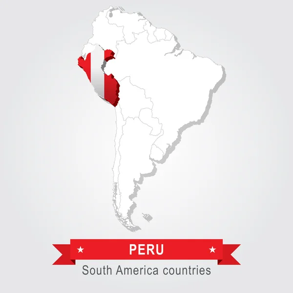 Perú. Todos los países de Sudamérica. Versión de bandera . — Vector de stock