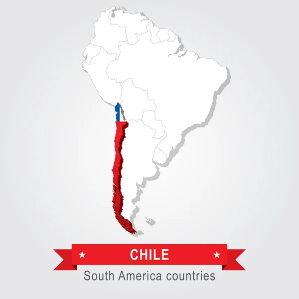 Chile. All the countries of South America. Flag version. — Stock Vector