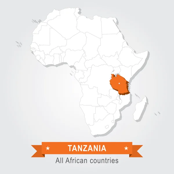 탄자니아입니다. 아프리카의 모든 국가. — 스톡 벡터