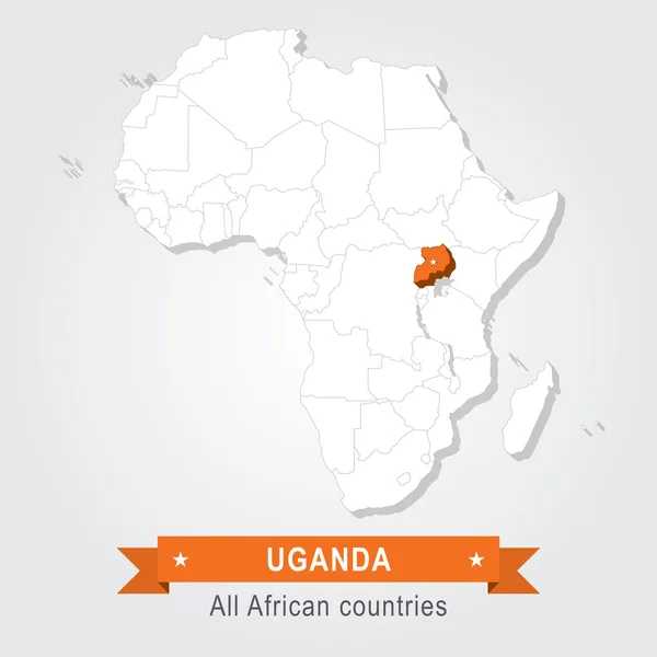 Uganda. Az országok, Afrika. — Stock Vector