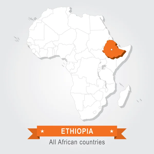 Etiyopya. Afrika'nın bütün ülkeler. — Stok Vektör