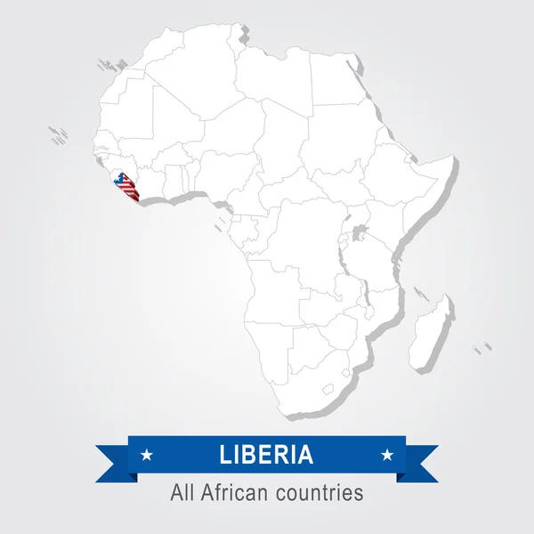 Libérie. Všechny země Afriky. Příznak verze. — Stockový vektor