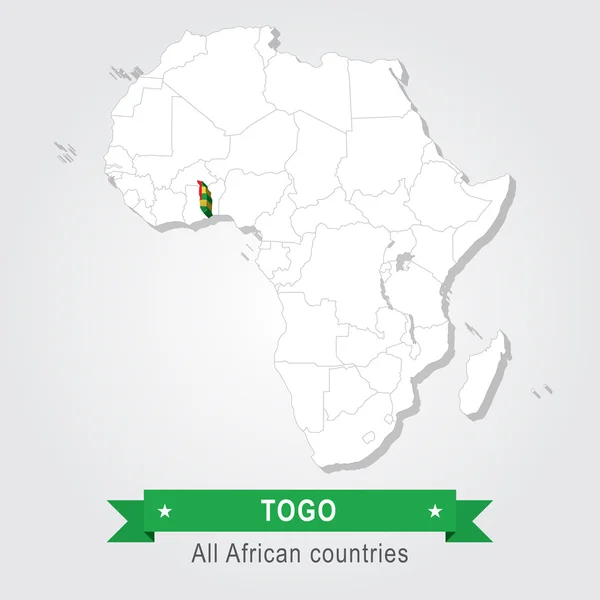 Togo. Todos os países de África. Versão da bandeira . —  Vetores de Stock