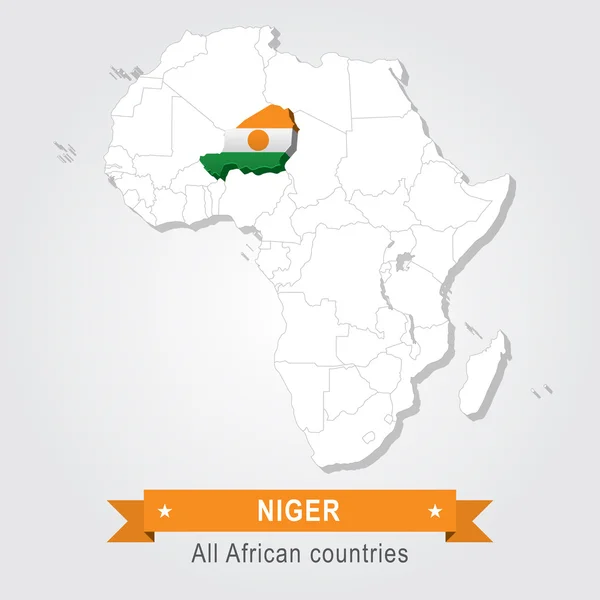 Níger. Todos los países de África. Versión de bandera . — Vector de stock