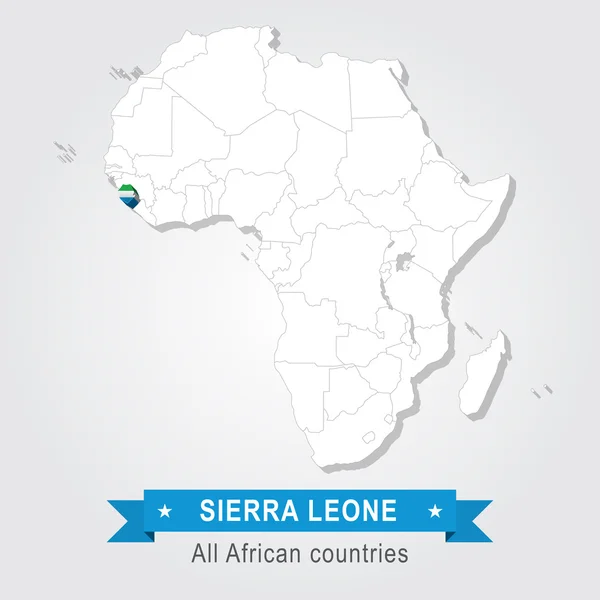 Sierra Leone. Afrika'nın bütün ülkeler. Bayrak sürümü. — Stok Vektör