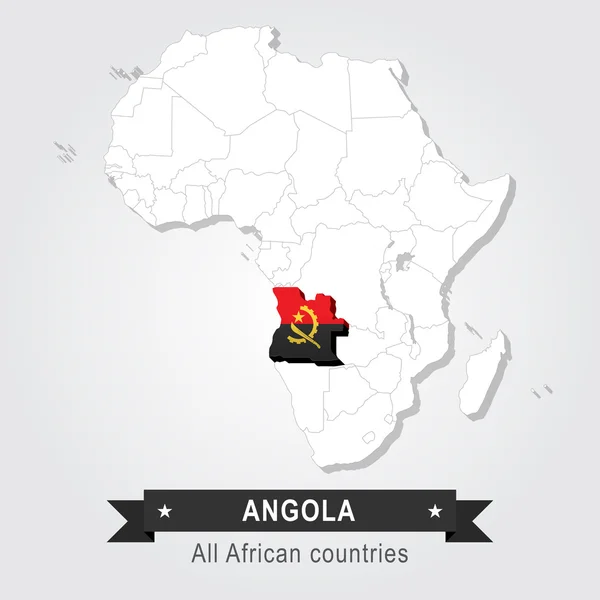 Angola. Todos os países de África. Versão da bandeira . —  Vetores de Stock