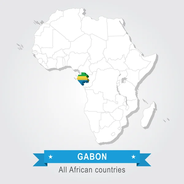 Gabon. Afrika'nın bütün ülkeler. Bayrak sürümü. — Stok Vektör